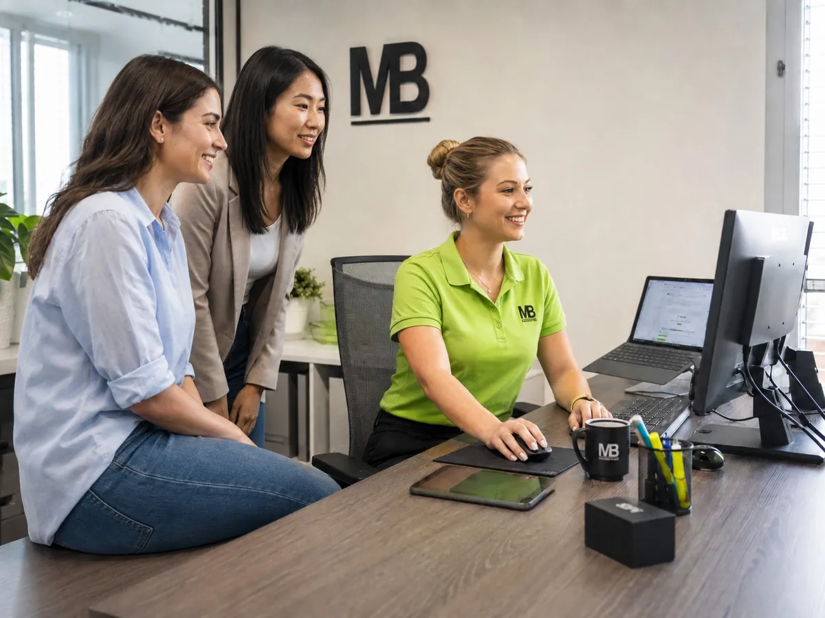 Conseillères MB Distributions au bureau, en train de traiter une demande de devis